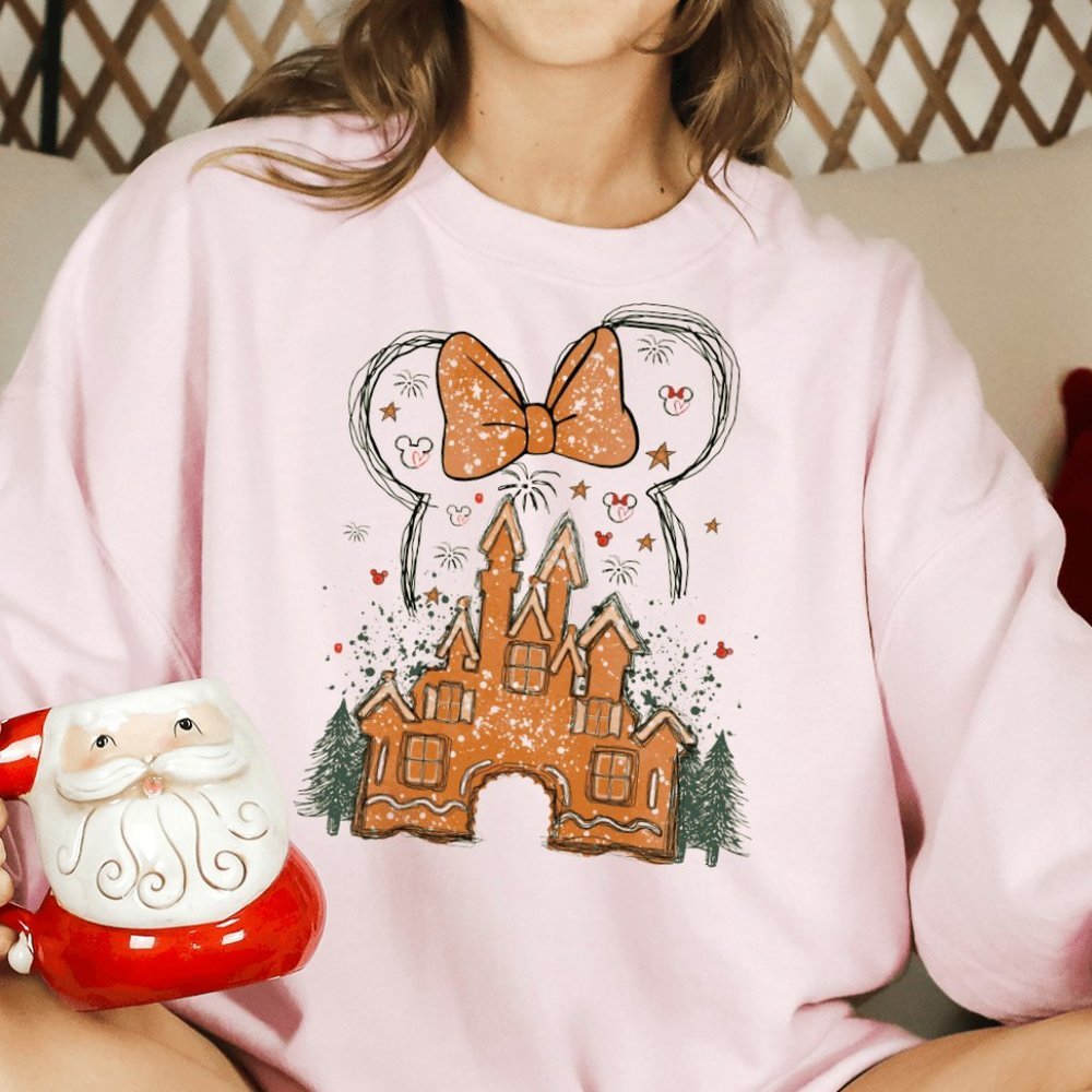 Enchanted Gingerbread Castle Pink Sweatshirt - Picture 1 of 6